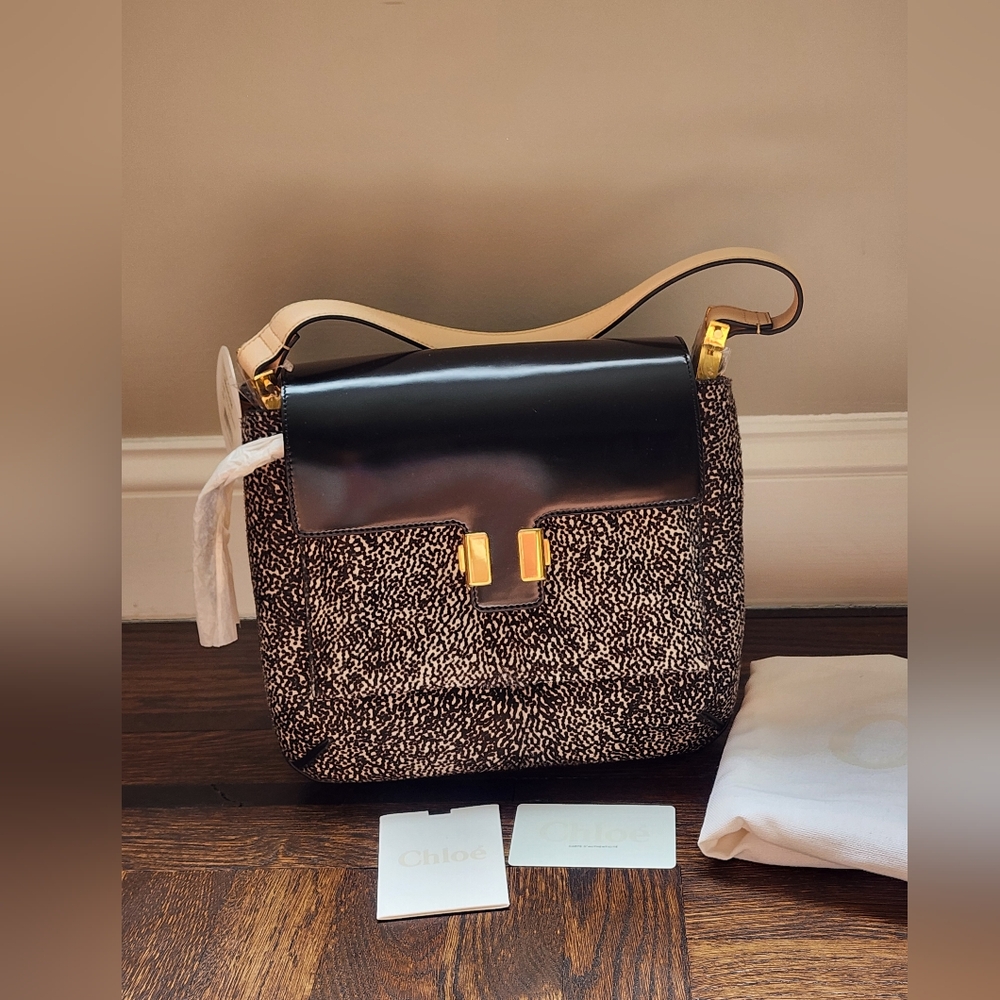 $3895 Brand New 100% Authentic Chloe Shoulder Bag Black White Leather